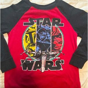 Boys Star Wars long sleeve shirt. Size: M Color: black & red. Used